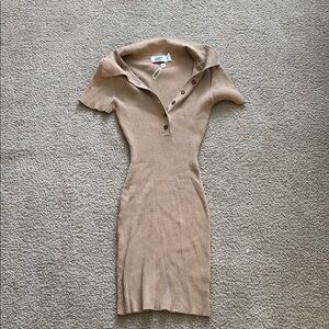 Tiger Mist Tan Ribbed Knit Dress size Large